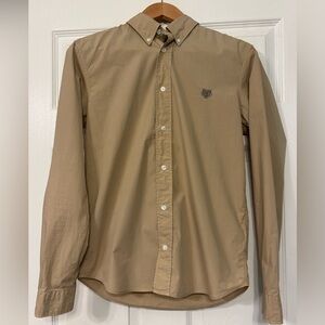 Kenzo Paris Tiger Logo Button Down Shirt Men’s Small Khaki Slim Fit
